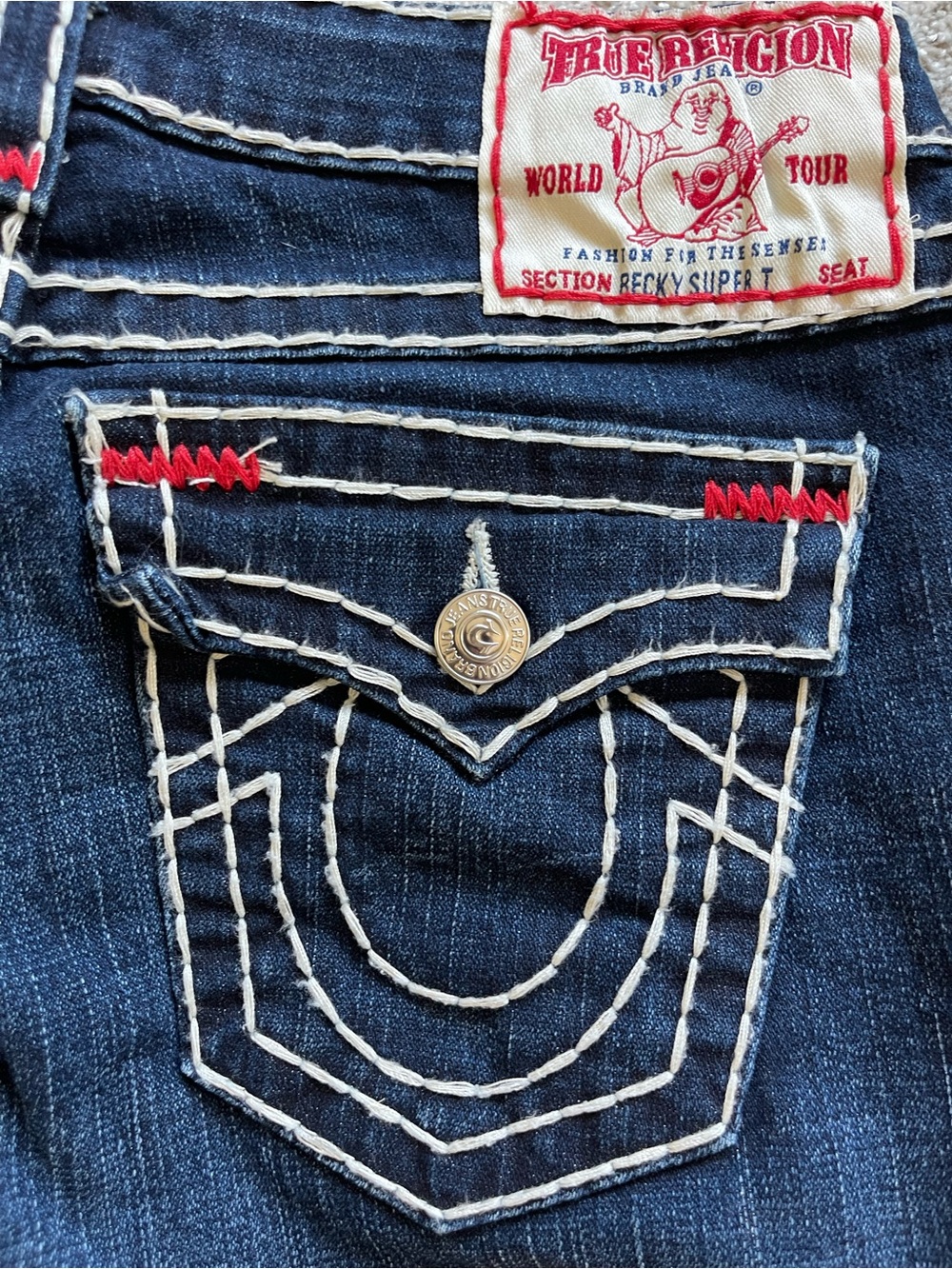 True Religion Fashion Becky Super T Jeans with Stunning White Accent Stitching